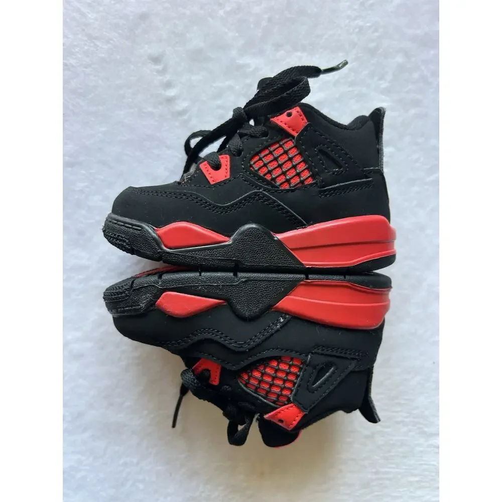 Jordan Air Jordan 4 Unisex Kids Black/Red Colorblock Lace-Up Mid Top 6C